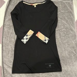 Burberry Brit Womens Flip Cuff 3/4 Sleeve Wide Neck Nova Check Long